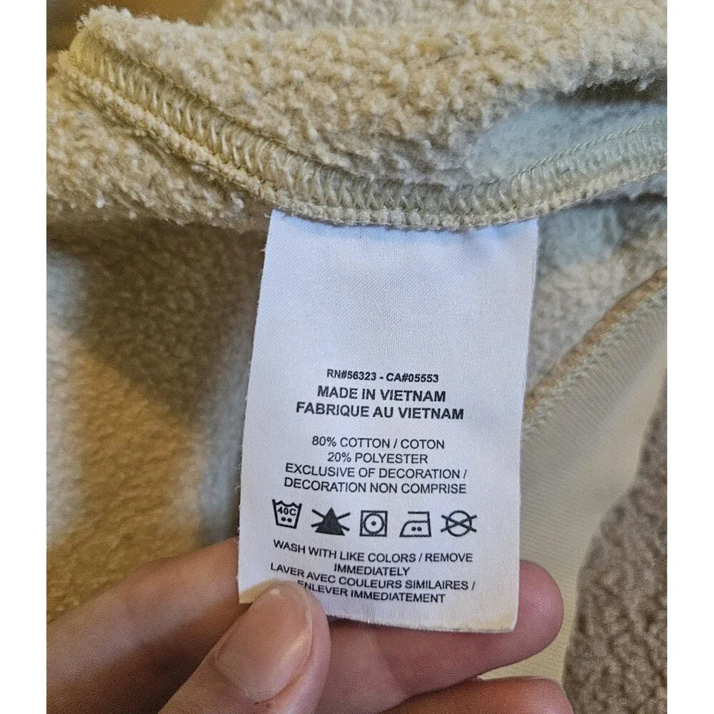 Nike Pullover Fleece Sweater Long Sleeve Cream Tan Logo Size M